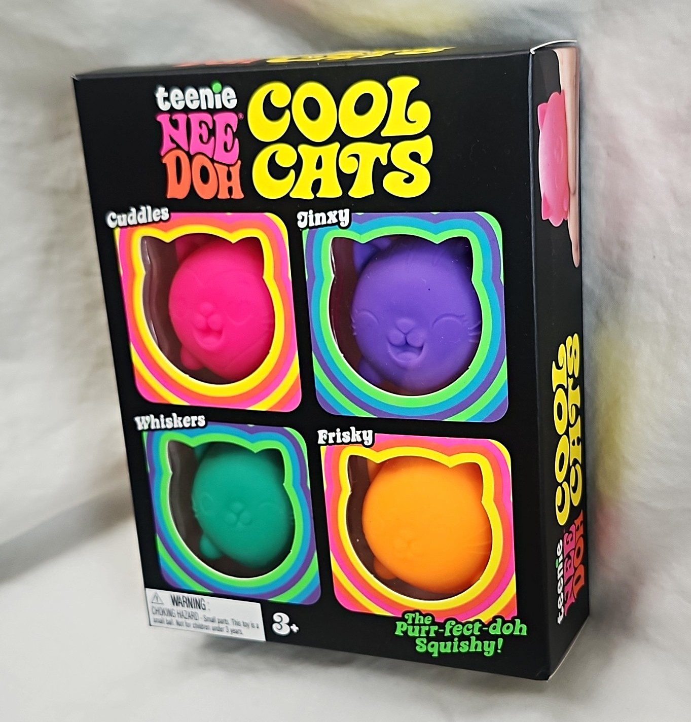 Schylling Teenie Nee Doh Cool Cats Squish Squeeze Toy Set, 4 Pack, 3+ 25112NAB