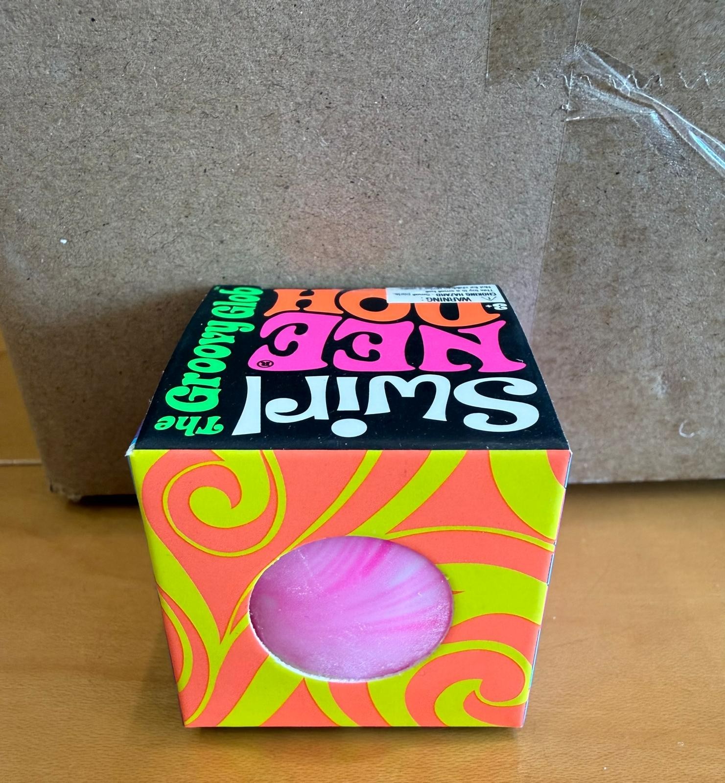 Needoh Nee Doh Teenie – Sensory Squeeze Toy – Mini Groovy Glob – Pink Swirl
