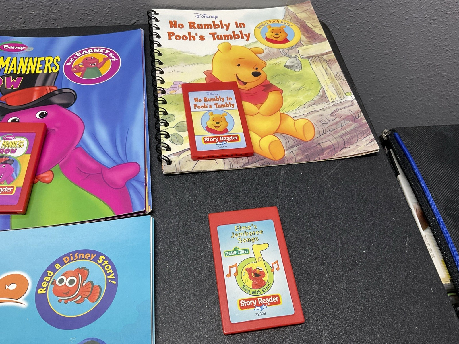 Disney Story Reader Books and Cartridge , Sesame Street, & BARNEY BUNDLE W/CASE