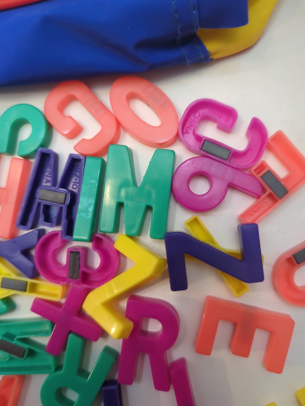 Colorful Magnetic Alphabet Letters Numbers with Storage Bag Vintage 90s