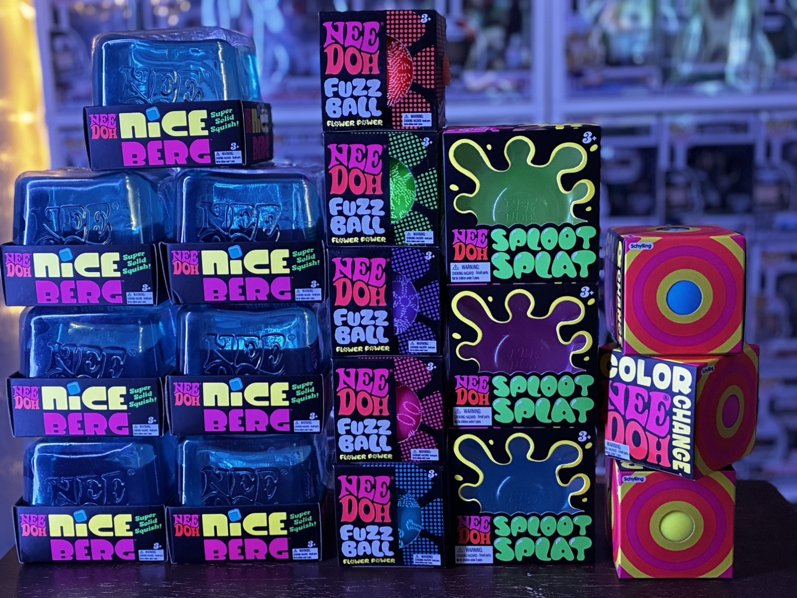 NeeDoh Lot Bundle 18ct Nice Berg XL Fuzz Ball Sploot Splat Color Change Toys NEW