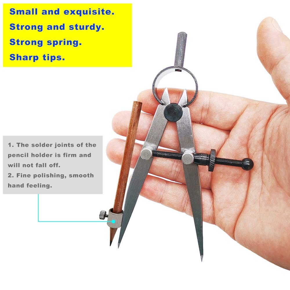 ZLKSKER 4 inch Woodworking Compass with Pencil Holder, Precision 4