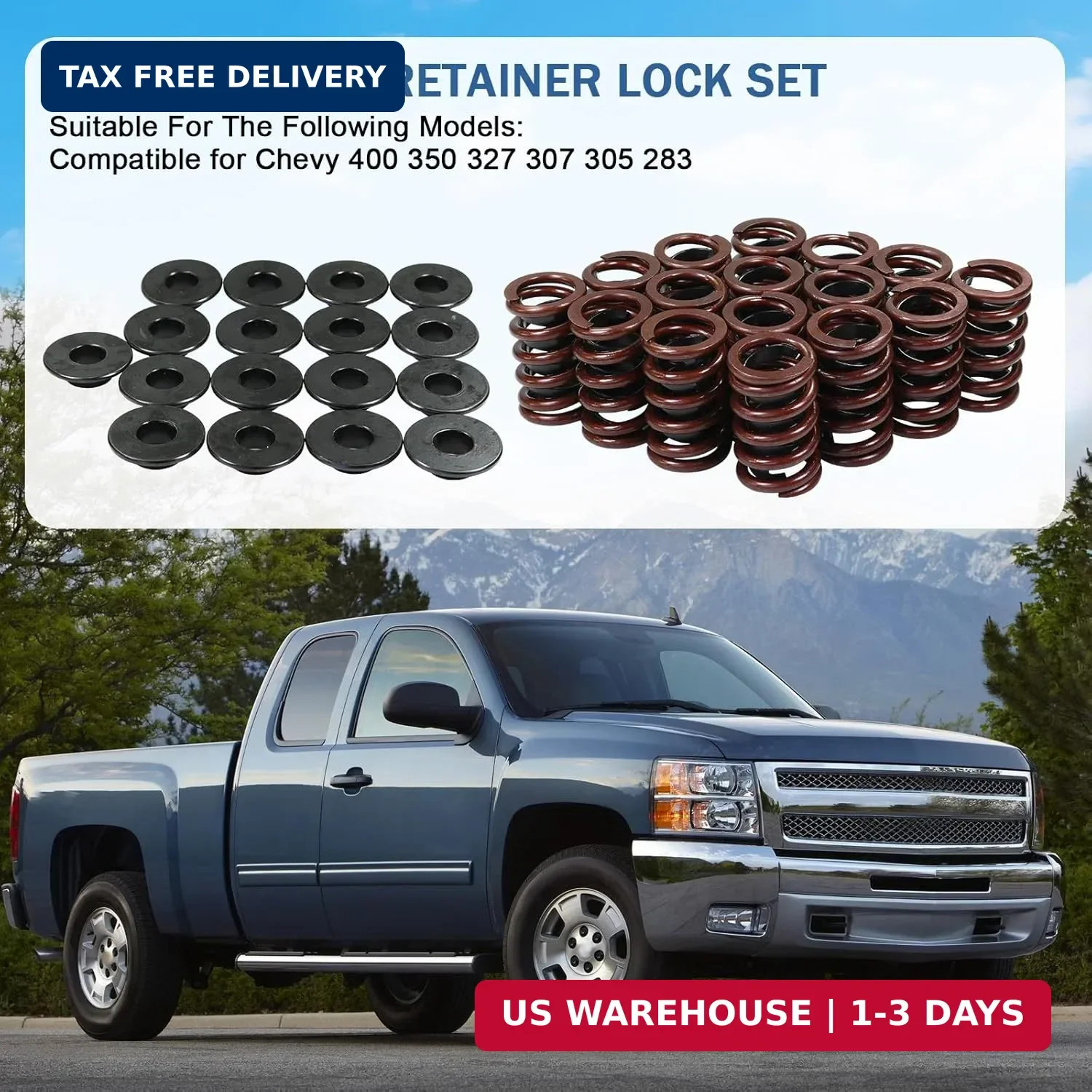 Z28 Style Valve Spring Retainer Lock Set Compatible with Chevy 400 350 327 307 3