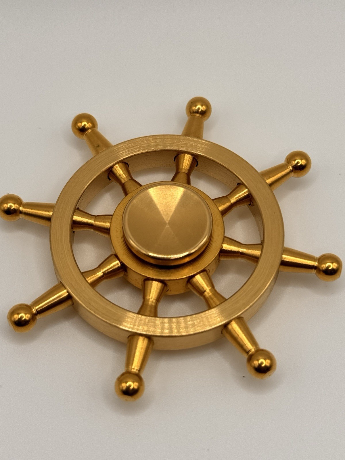Captain Ship Wheel Brass Fidget Spinner All Metal Toy Adults Kids Boys Girls