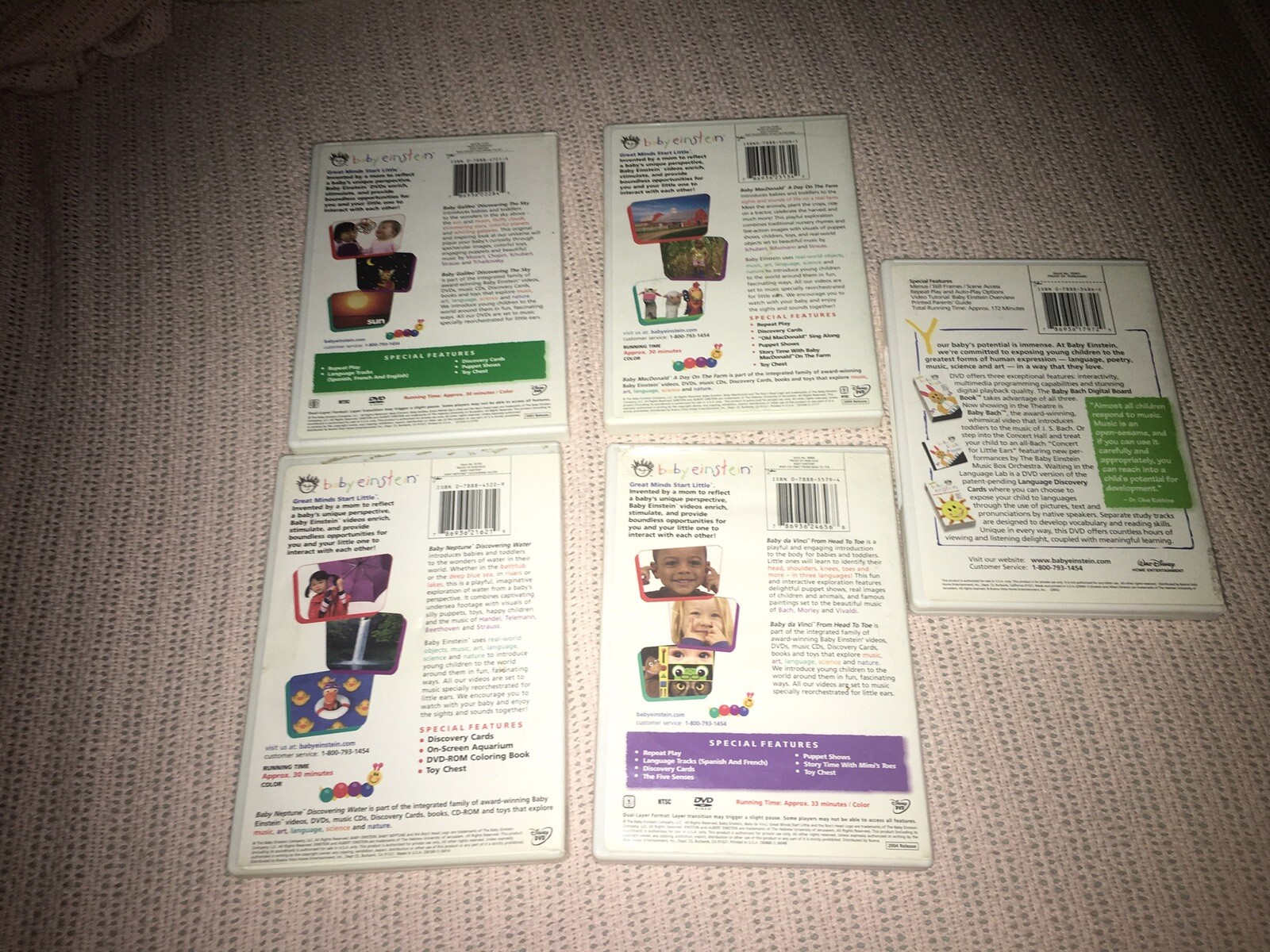 Baby Einstein MACDONALD Neptune Galileo Bach Da Vinci DVD Digital Board Book Set