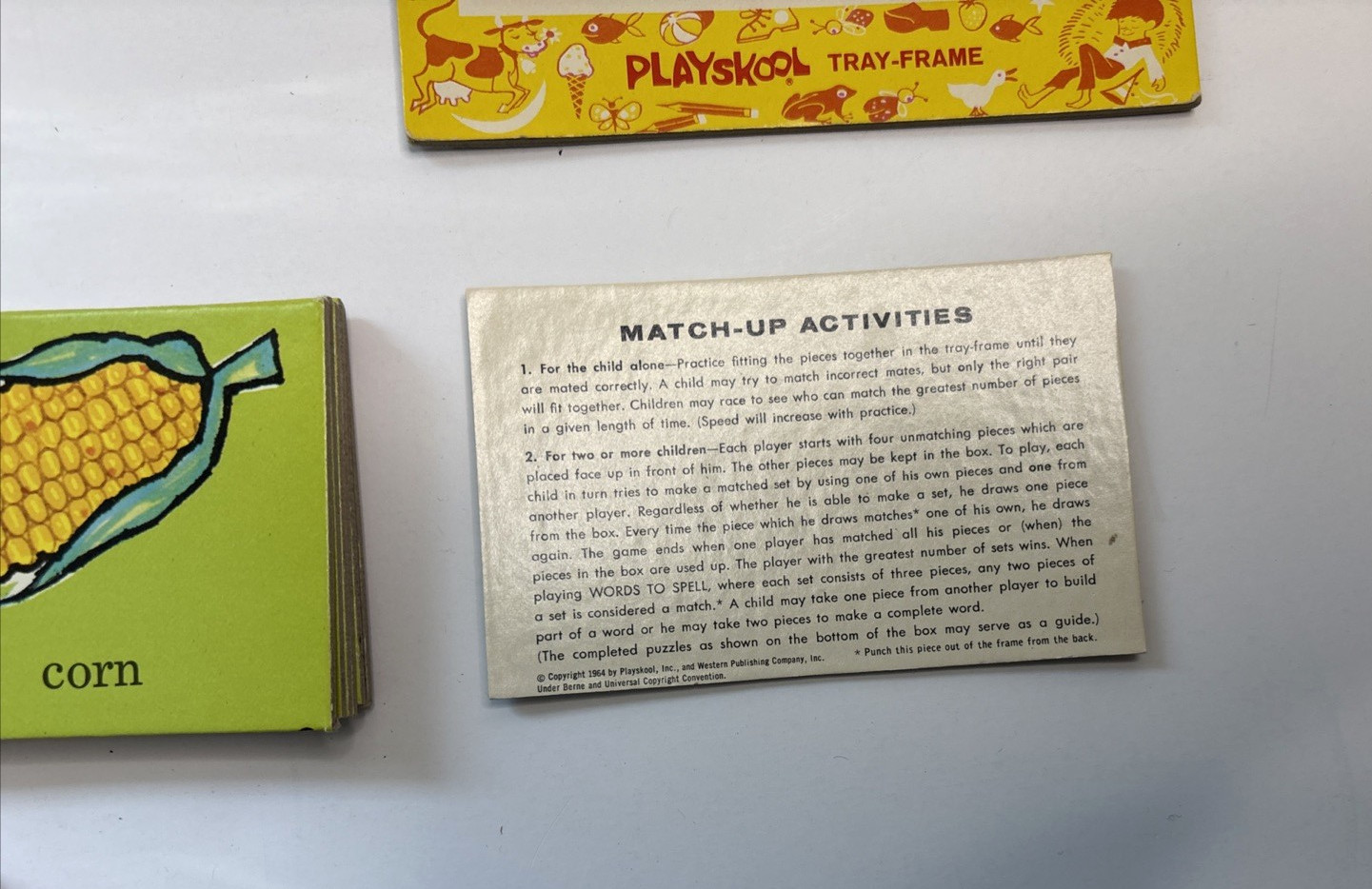 VTG Lot of 2 Playskool Match-ups Cards Puzzle Sets Animals, Homes, Colors & More
