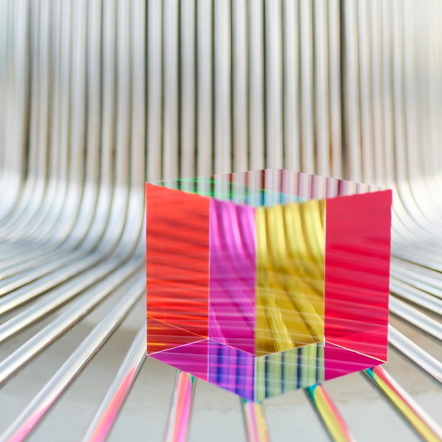 CMY Color Cube, 2.75 Inch (70Mm) Mixing CMYK Cube, Colorful Magic Acrylic Prism