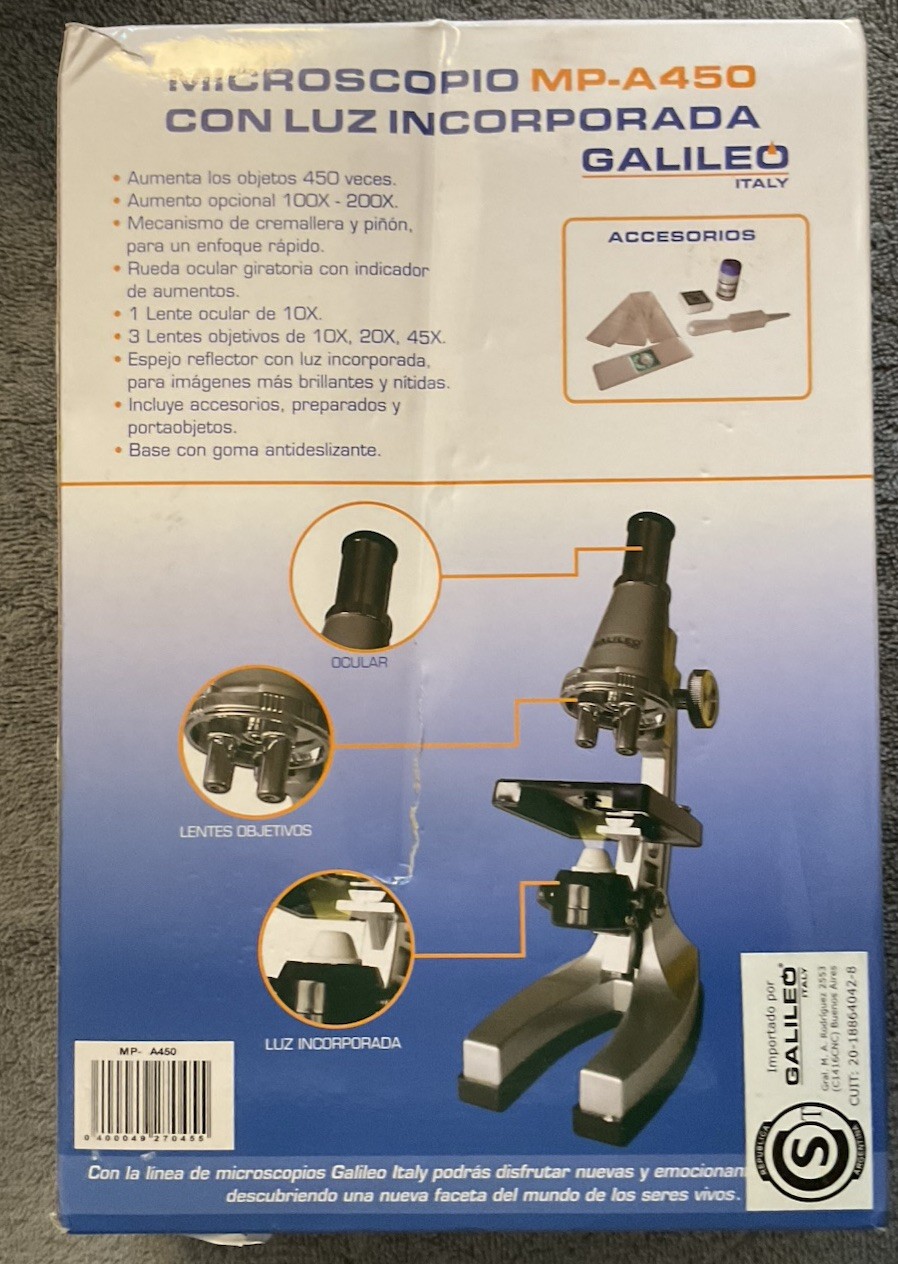 Galileo Microscope Kit – Beginner, Made In Italy