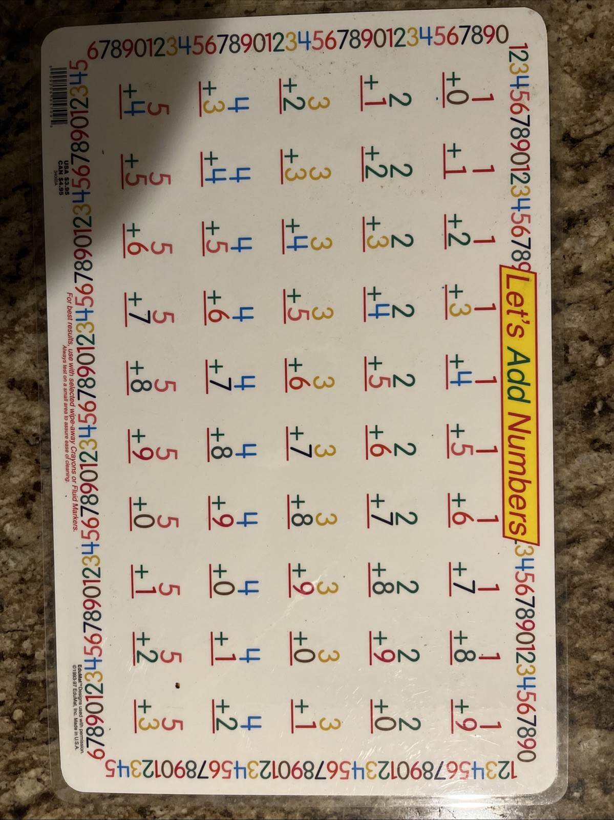 Vintage EduMat Let’s Multiply Numbers Level 2 Learning Placemat