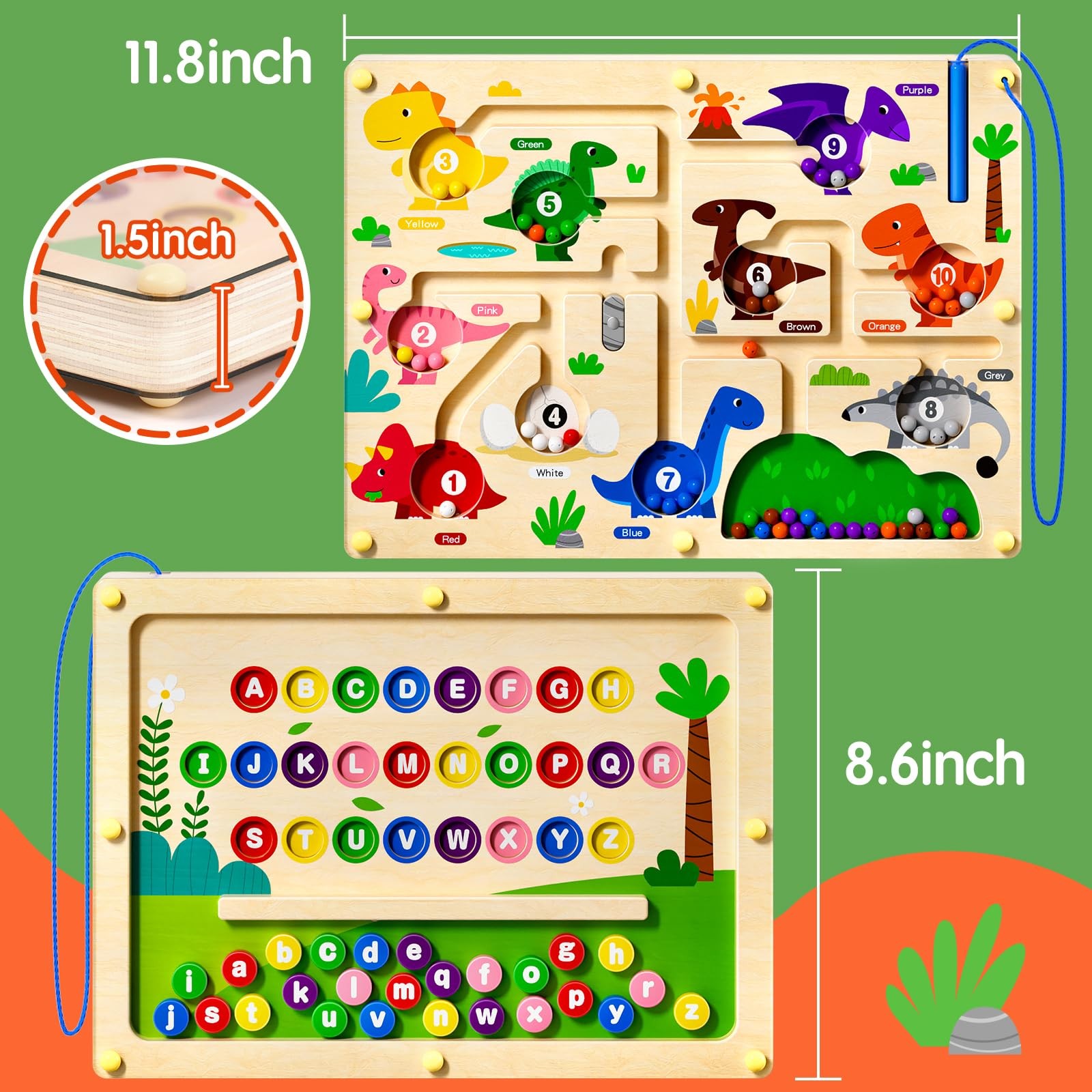 UMEREACT 2 in 1 Magnetic Color and Number Maze One Size, Multicolored