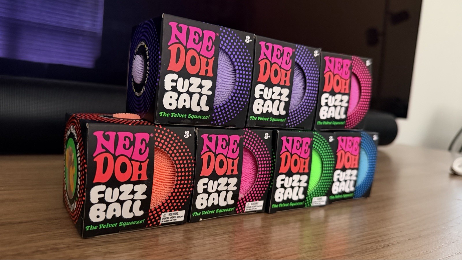 Needoh FUZZ BALL FlowerPower Nee Doh Squish Stress Ball NEE-DOH Fuzzball