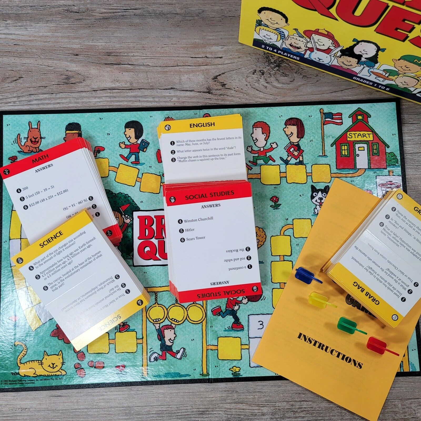 Brain Quest 90’s Game Grade 1-6 + Ask Me Trivia Math Science Social Studies Read