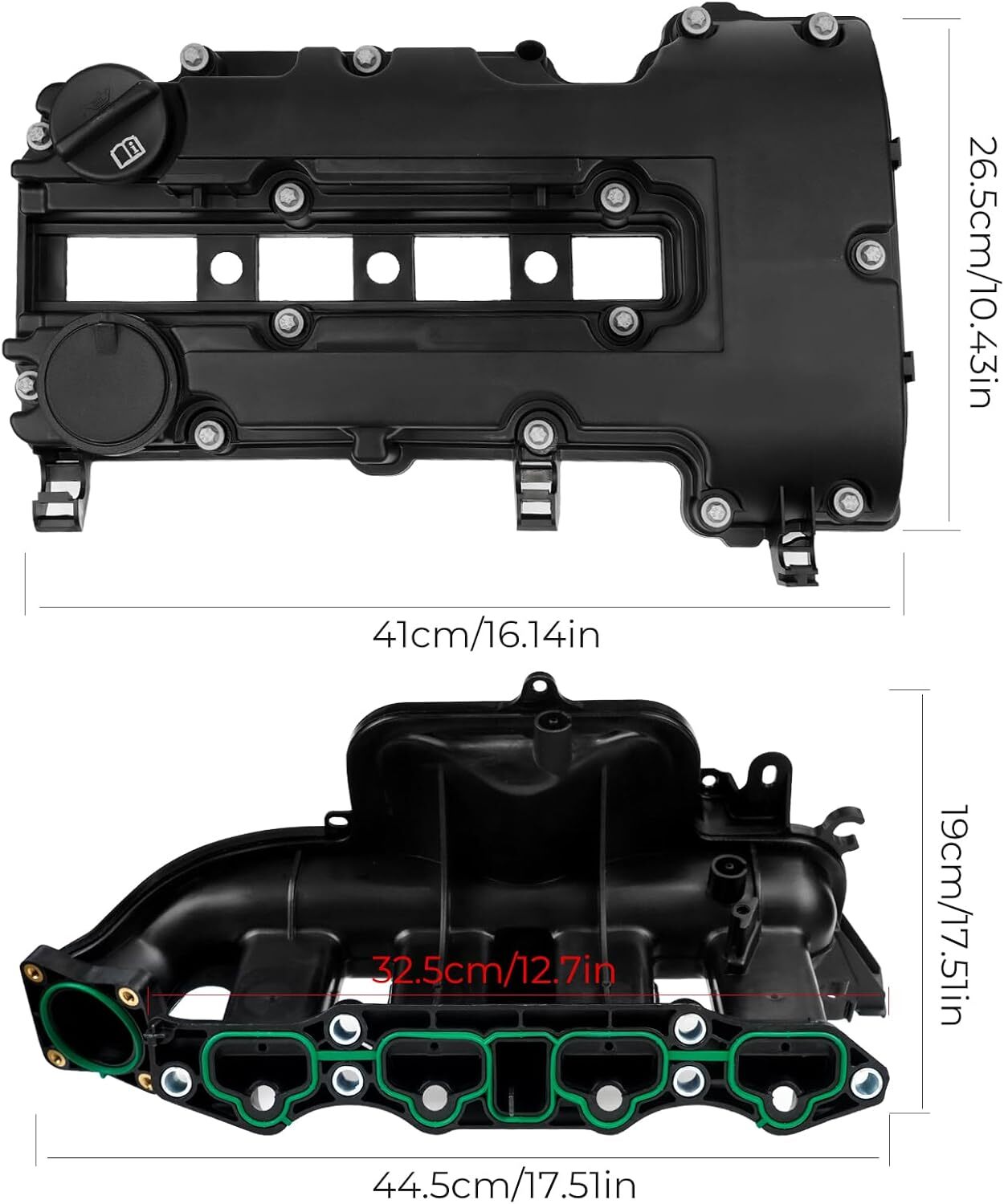 BHB Engine Intake Manifold and Valve Cover Kit Compatible with Chevy Cruze Sonic