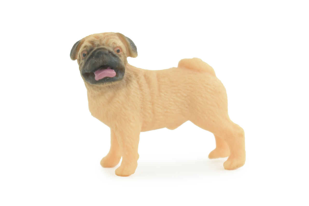 Pug Puppy Dog Toy, Realistic Hand Painted Rubber Model 1 3/4 Inches CH917 BB204