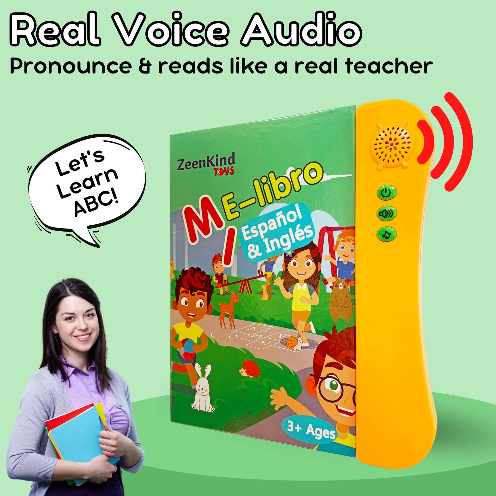 ZeenKind Learn Spanish for Kids |Spanish English Talking Sound Book Toddler | Bi