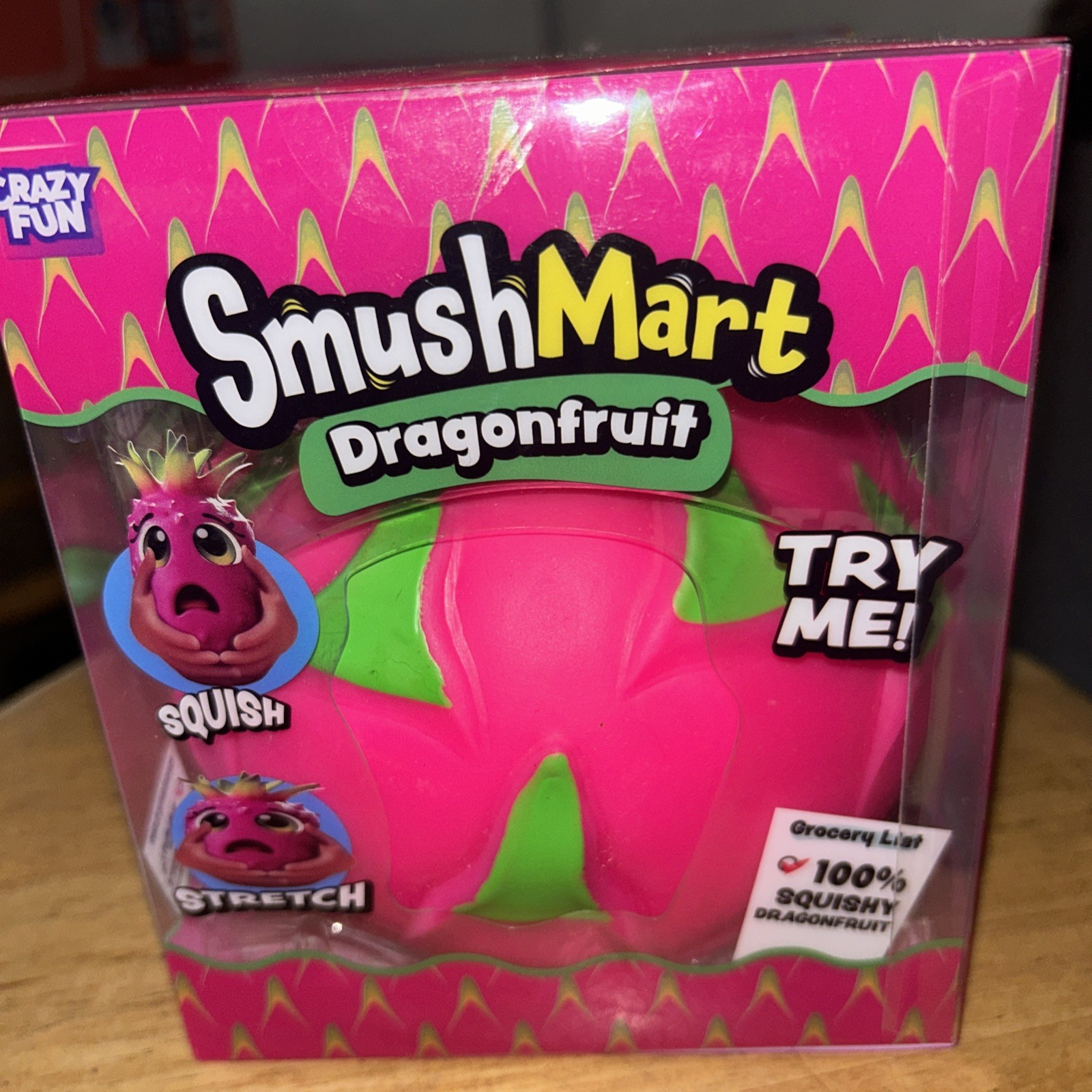 Crazy Fun SmushMart Dragonfruit Squishy Squeeze Toy Ages 6+ Pink/Green Authentic