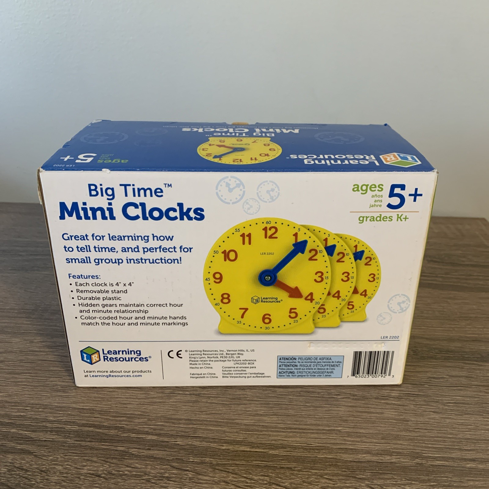 NEW LEARING RESOURCE 6 PIECE 4″ BIG TIME MINI LEARNING CLOCKS **