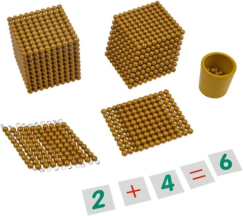 Montessori Math Beads Toys Materials For Toddlers Golden Beads And Cards