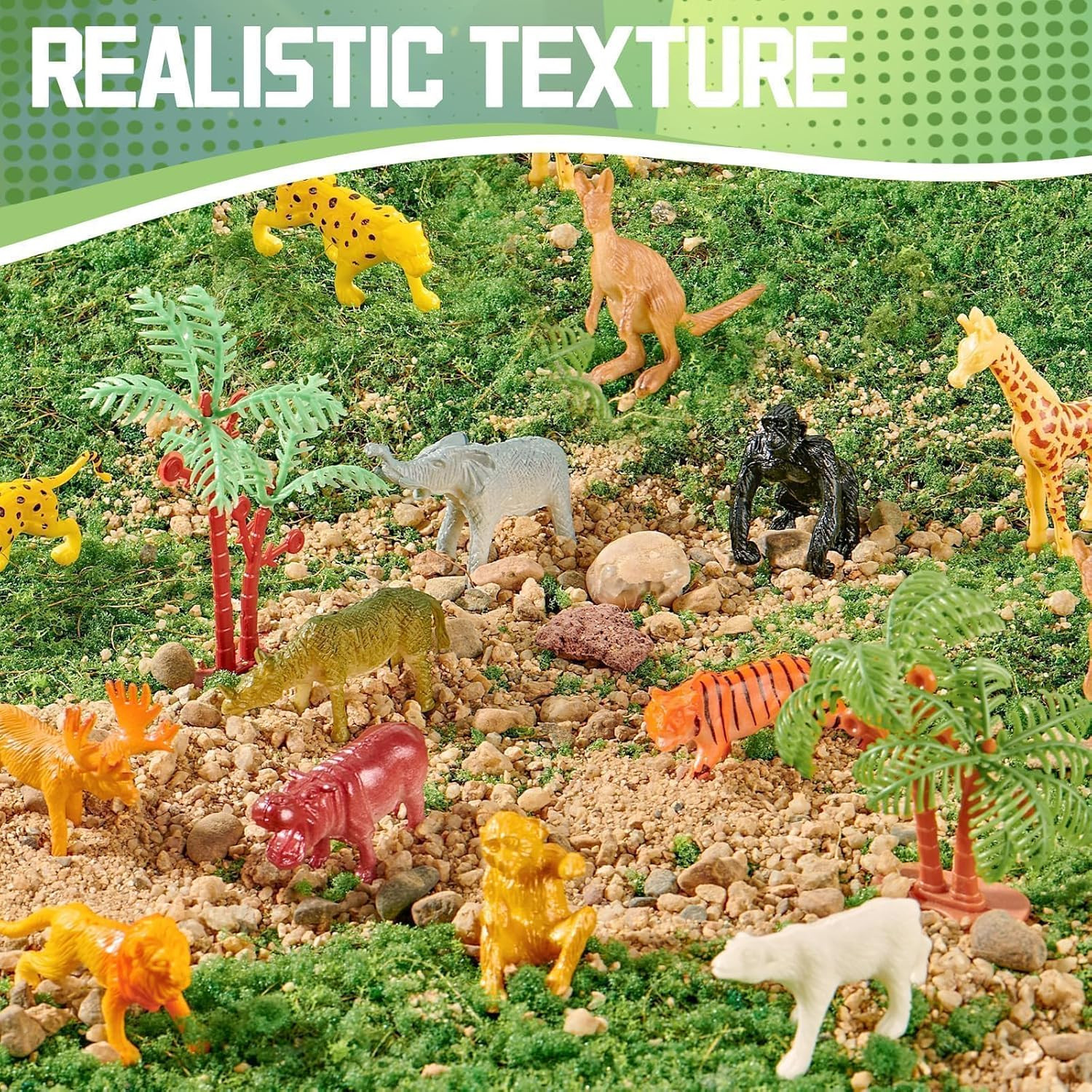 60 Piece Mini Zoo Animal Toy with Gift Box Realistic Small Plastic Animal Figur