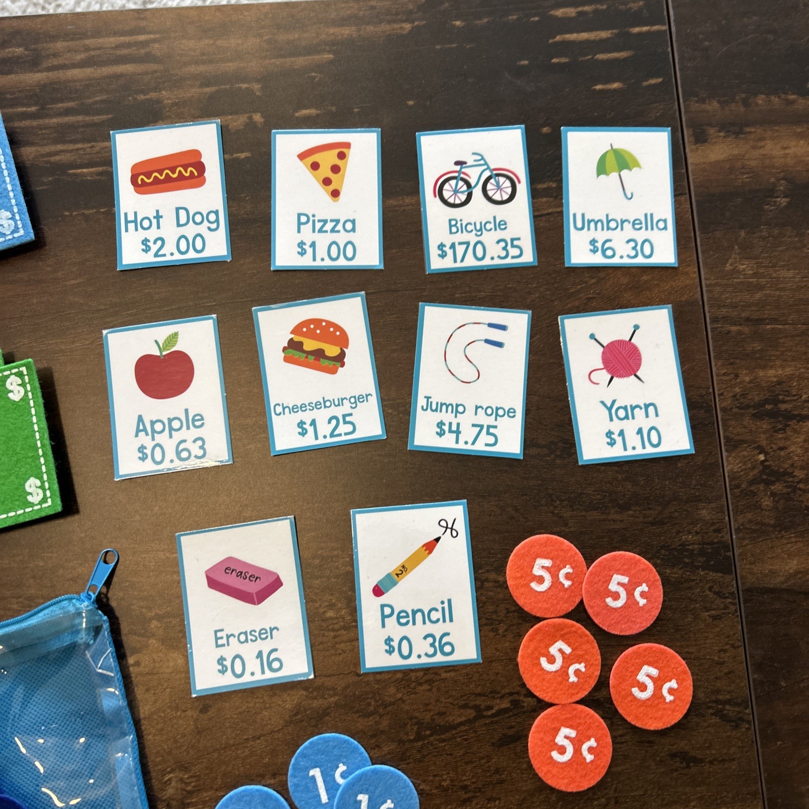 Horizon Group Pretend Play Lot of Felt Money And Coins-3 Complete Sets!!!