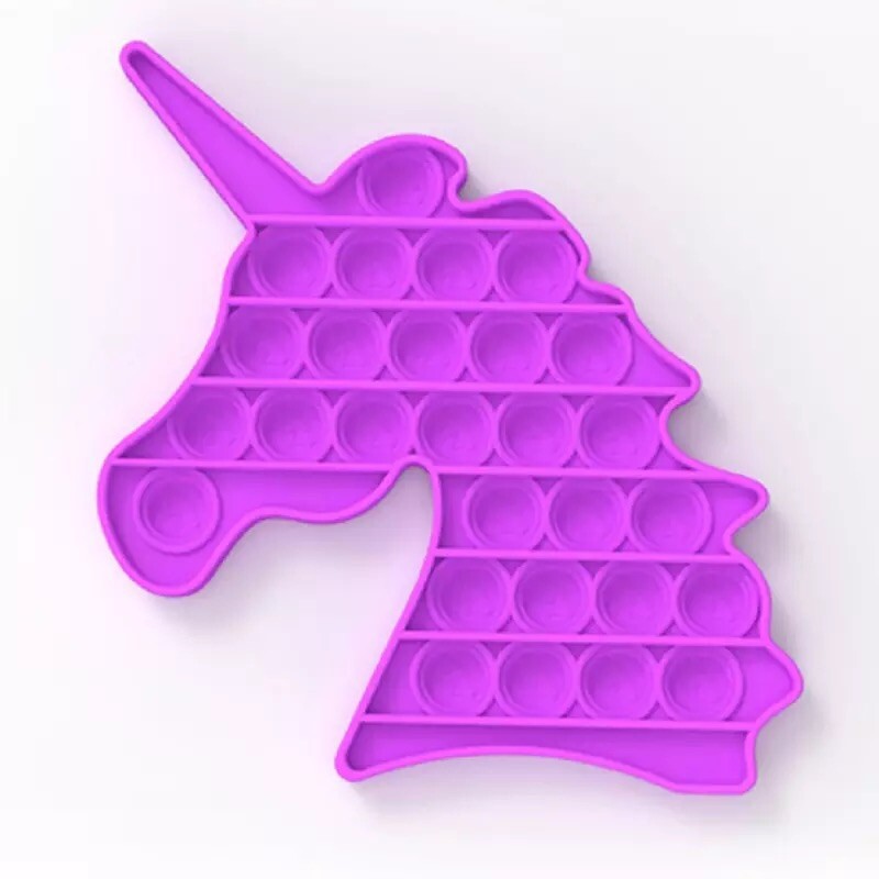 Unicorn Push Pop Bubble Fidget Toy Purple Stress Relief Sensory