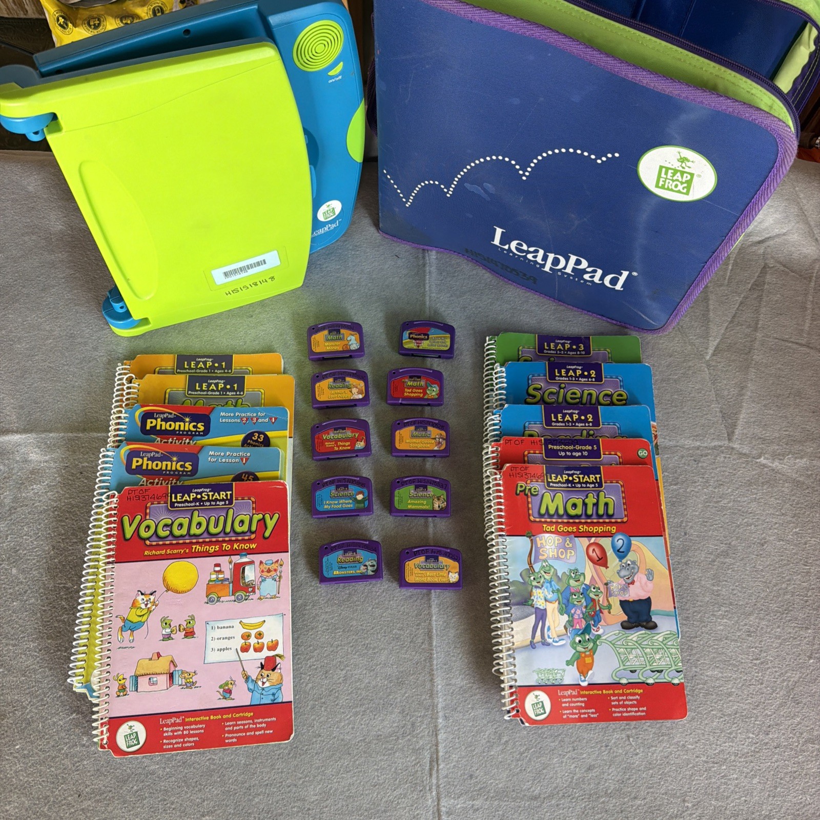 Vintage 2001 LeapFrog Leap Pad Learning System Console/Backpack/Books/Games