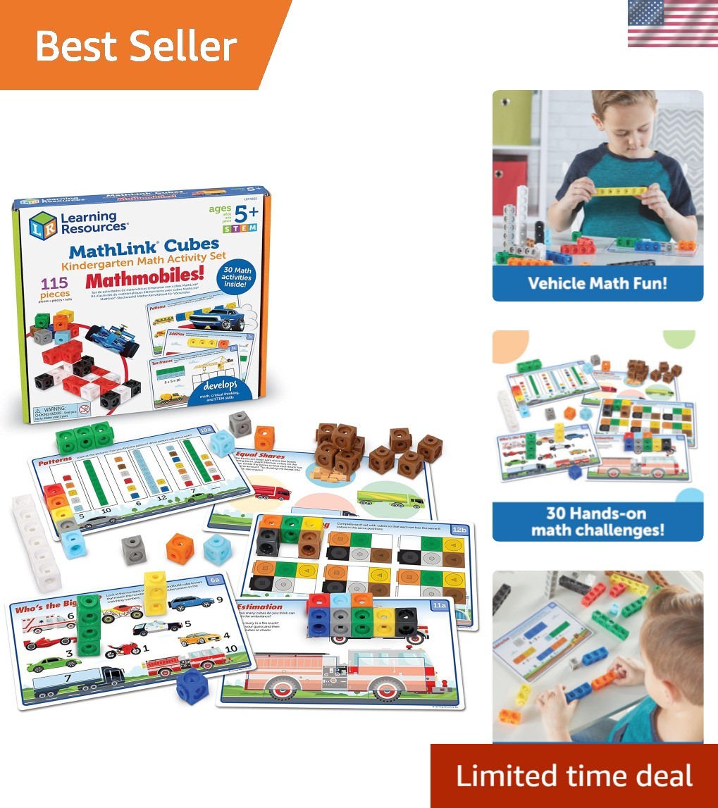 115-Piece MathLink Cubes Set: Engaging Vehicle-Themed STEM Activities for Kids