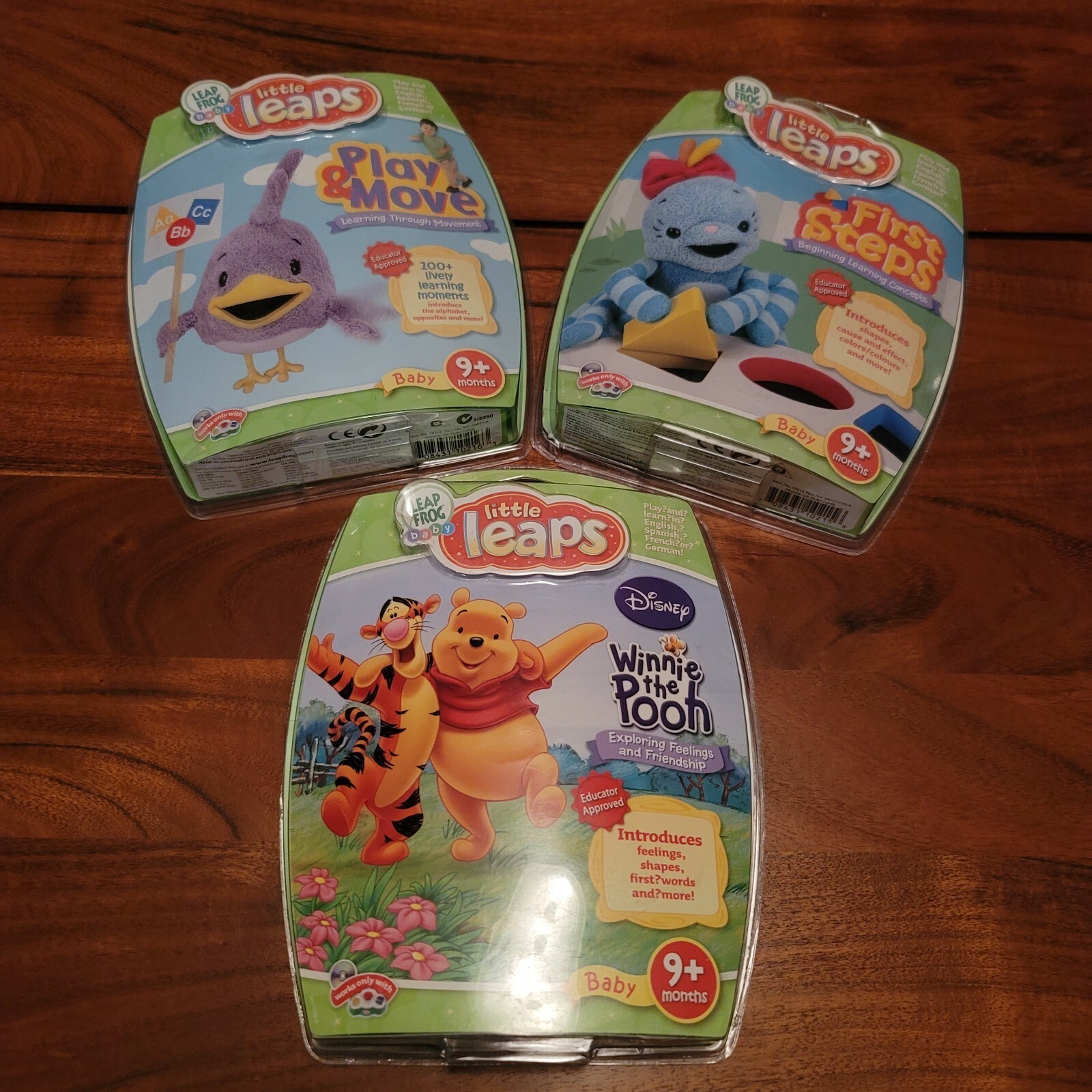 Leap Frog Baby Little Leaps Play & Move First Steps Winnie Pooh Lot of 3 New