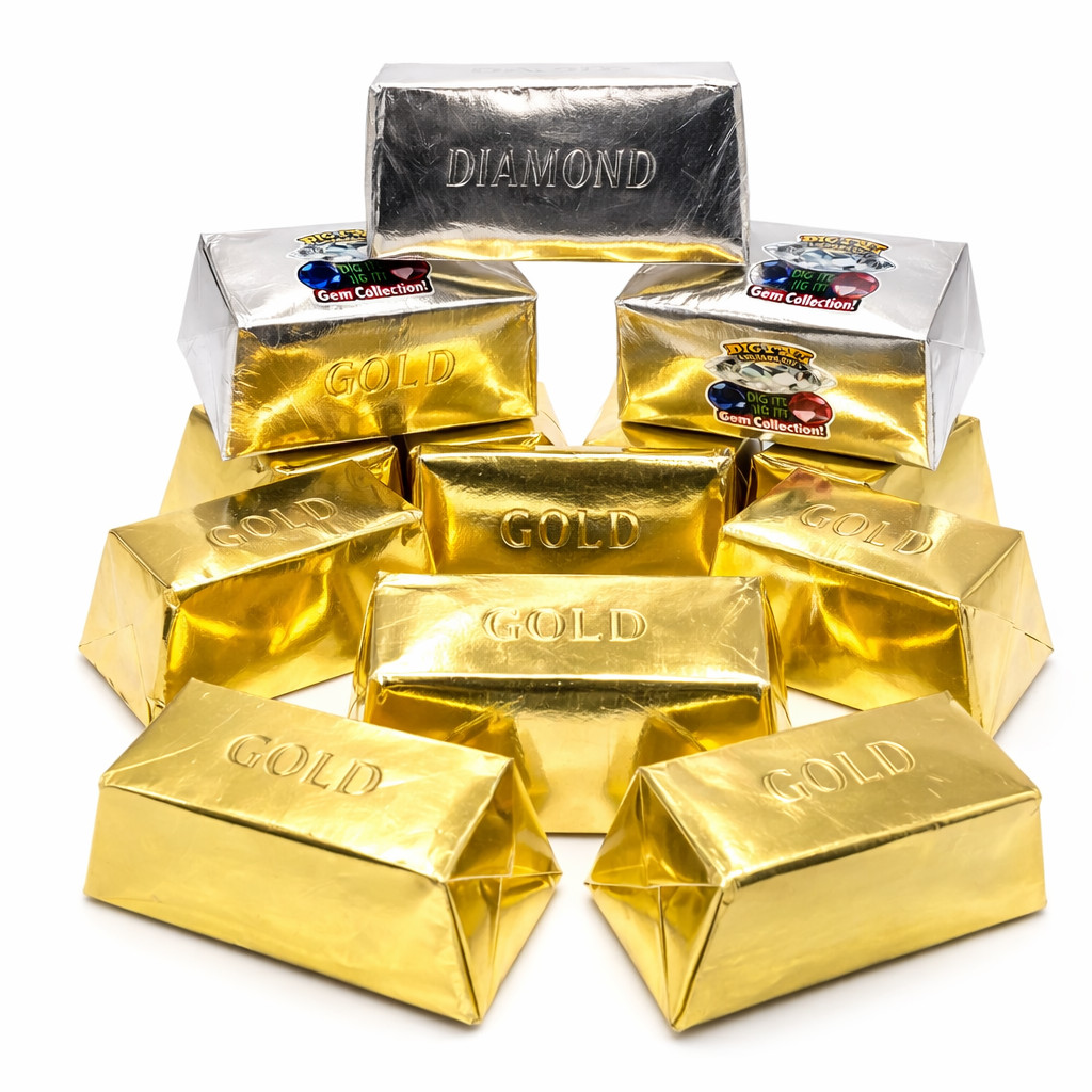 GrinStudio Dig It Gold & Diamond Treasure Bars Lot of 10 Bars 1 in 24 Real