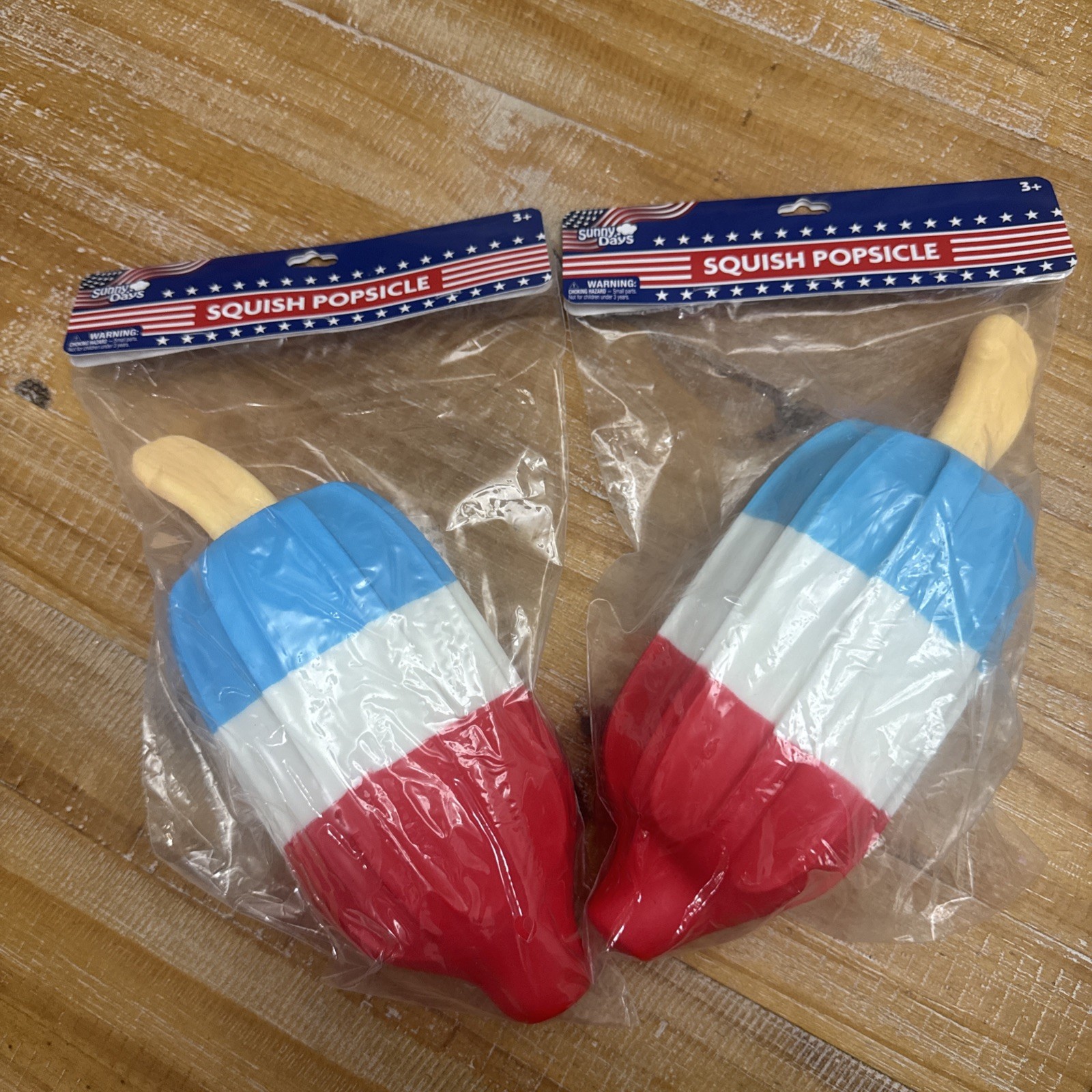 2 SUNNY DAYS JUMBO SQUISHY ROCKET POP! Popsicle Squishy! RED WHITE & BLUE!