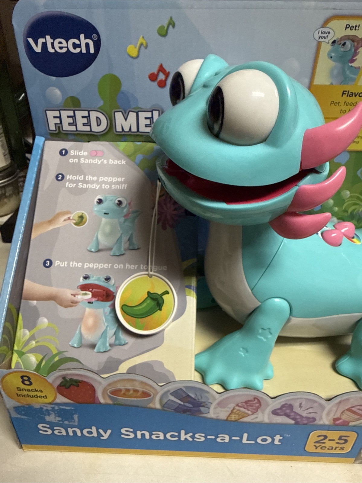 VTech Sandy Snacks-a-Lot Electronic Talking Interactive Axolotl Pet NIB