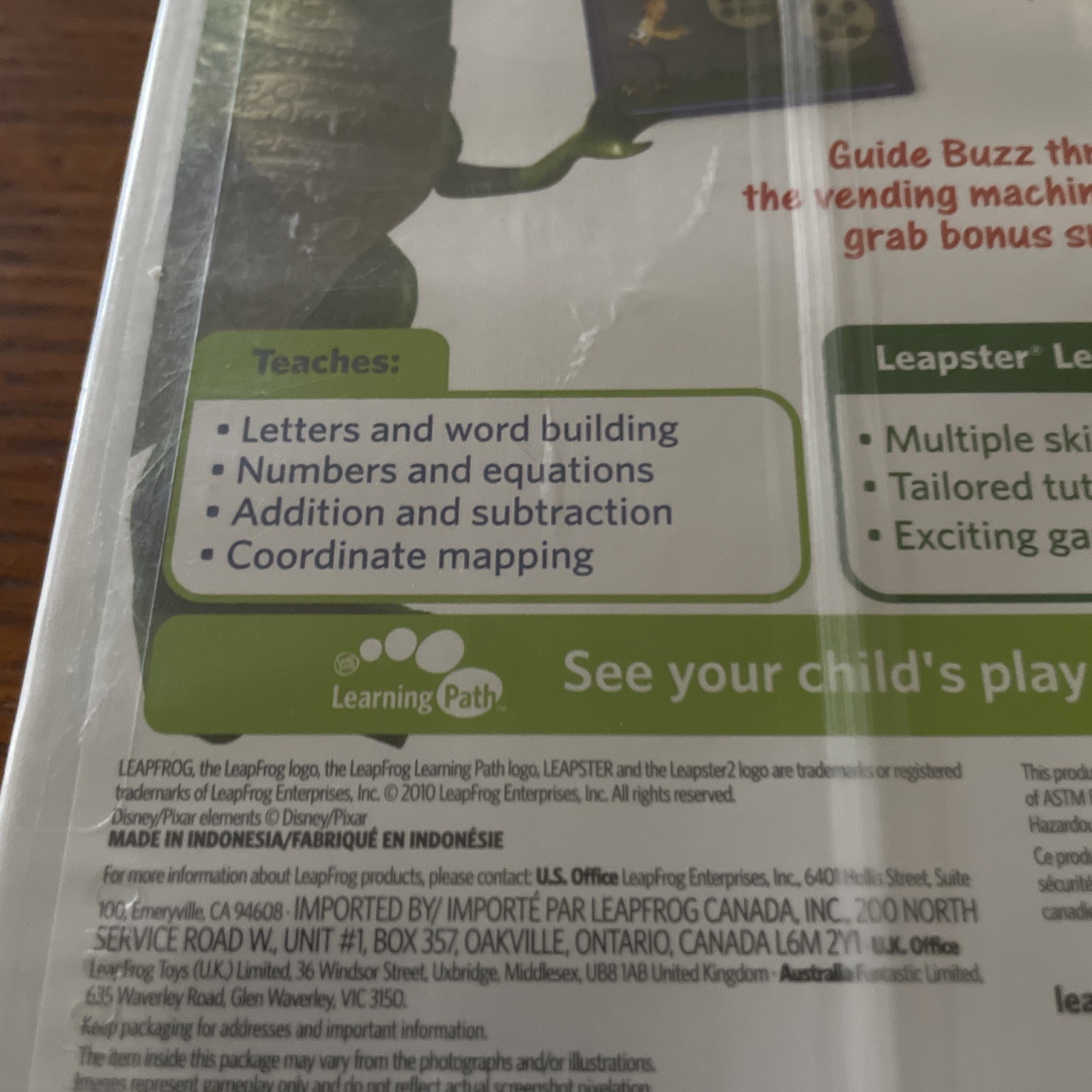 LEAPFROG LEAPSTER DISNEY PIXAR TOY STORY 3 LEARNING GAME READING PHONICS NEW NIP