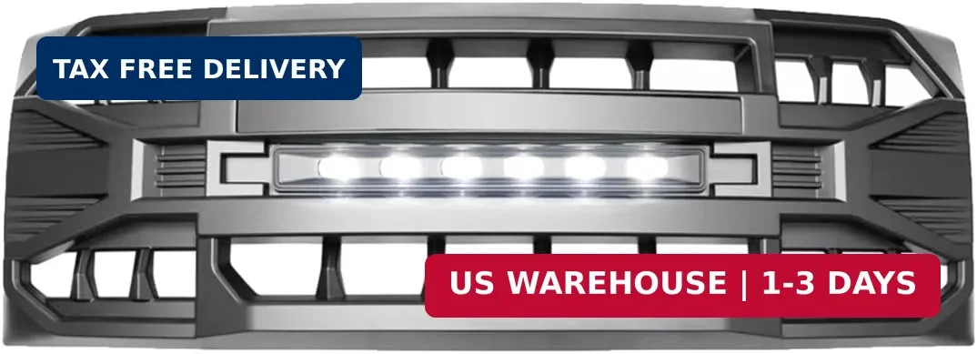 Front Grill Replacement for Ford F150 2009-2014 Matte Black Bumper Grille w/LED