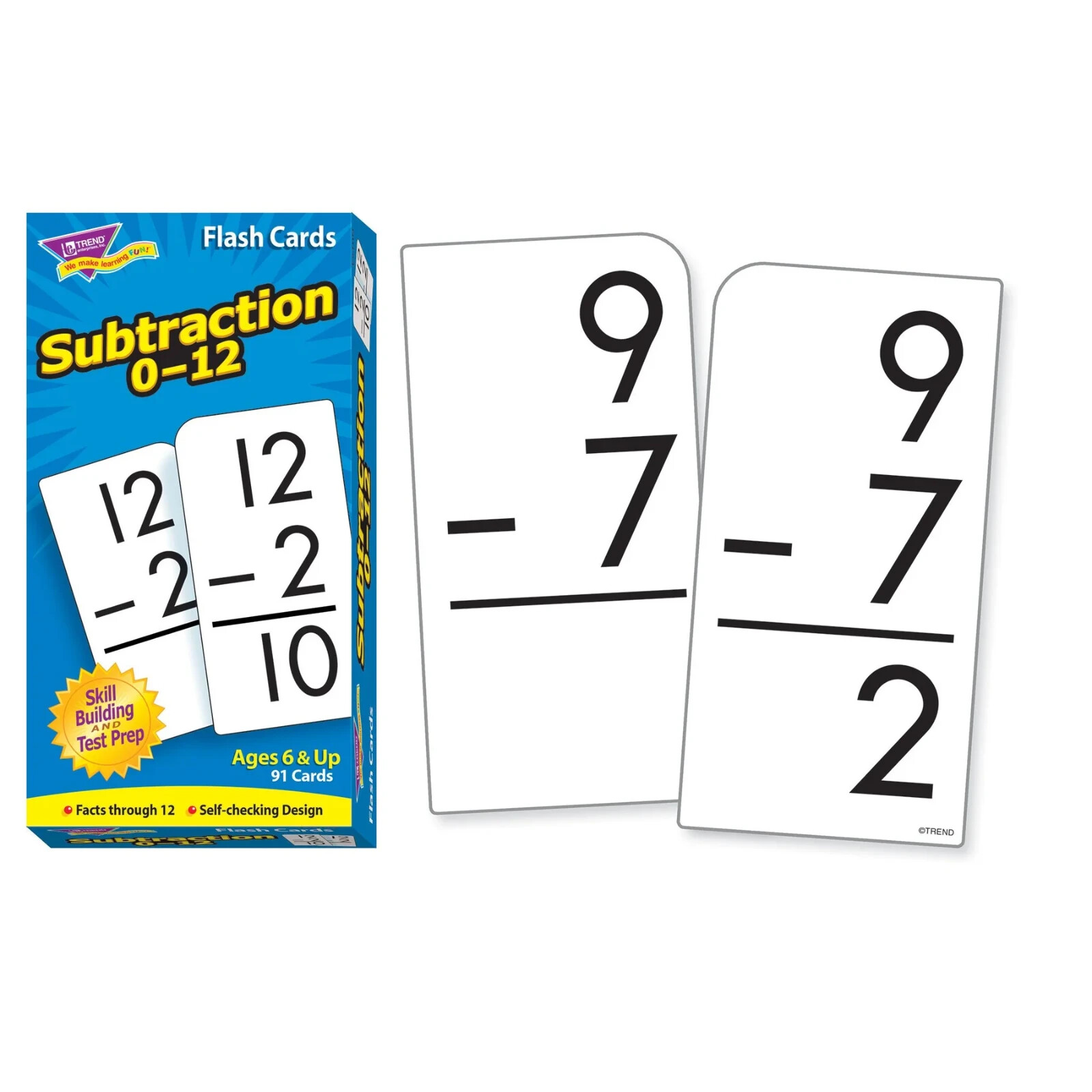 Trend Enterprises Subtraction 0-12 Skill Drill Flash Cards, Age 6 & up