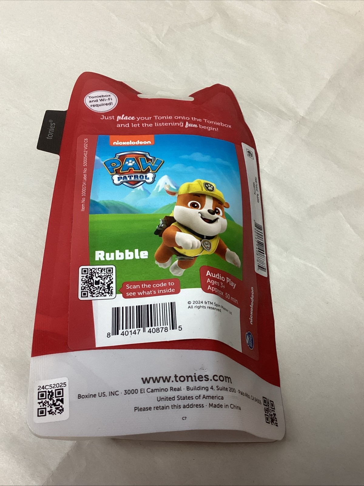 Tonies Character Nickelodeon Paw Patrol Rubble Figure Tonie box Audiobook NEW