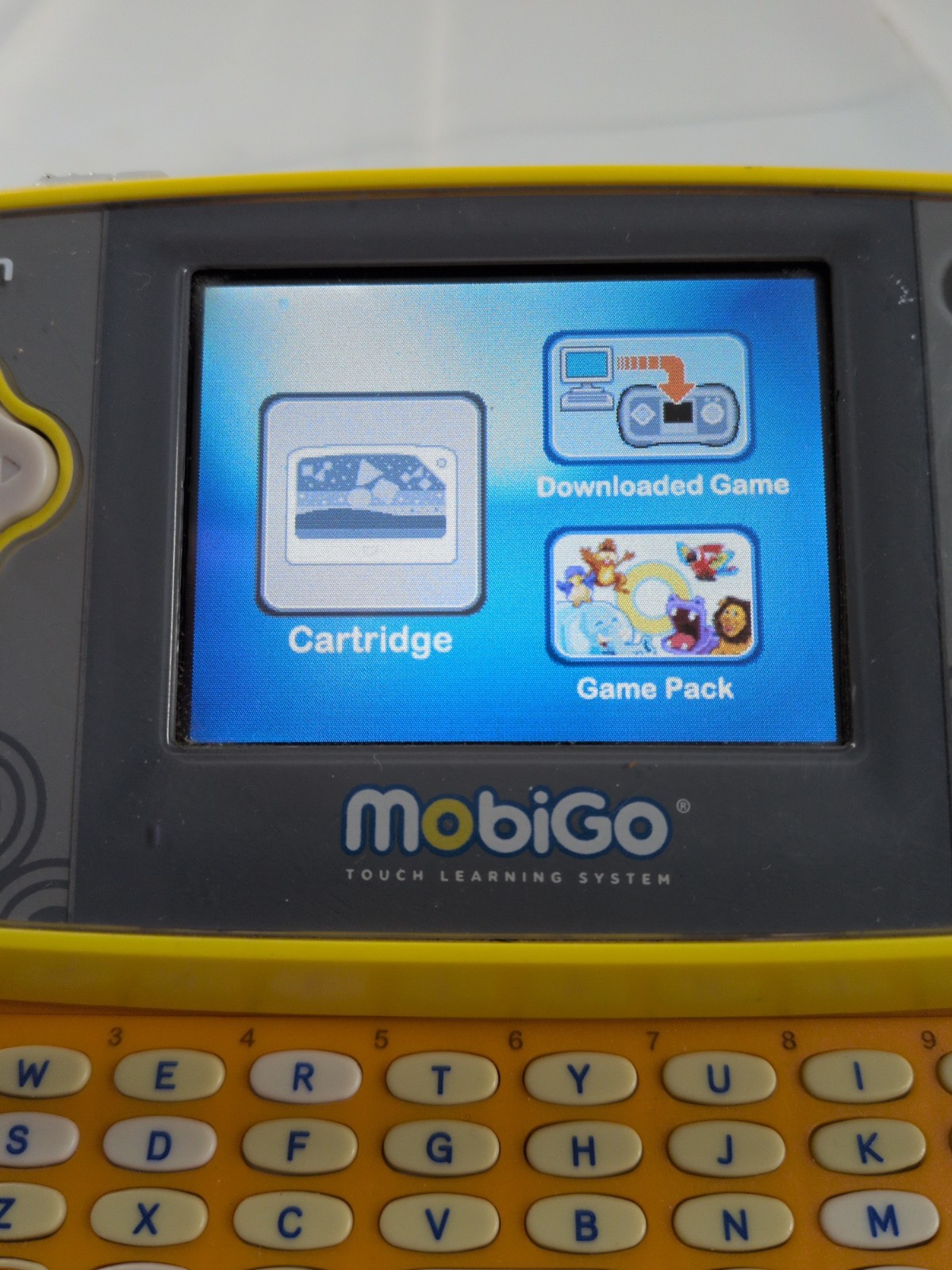 VTech MobiGo Touch Learning System Handheld Console Tested Working Blue Yellow