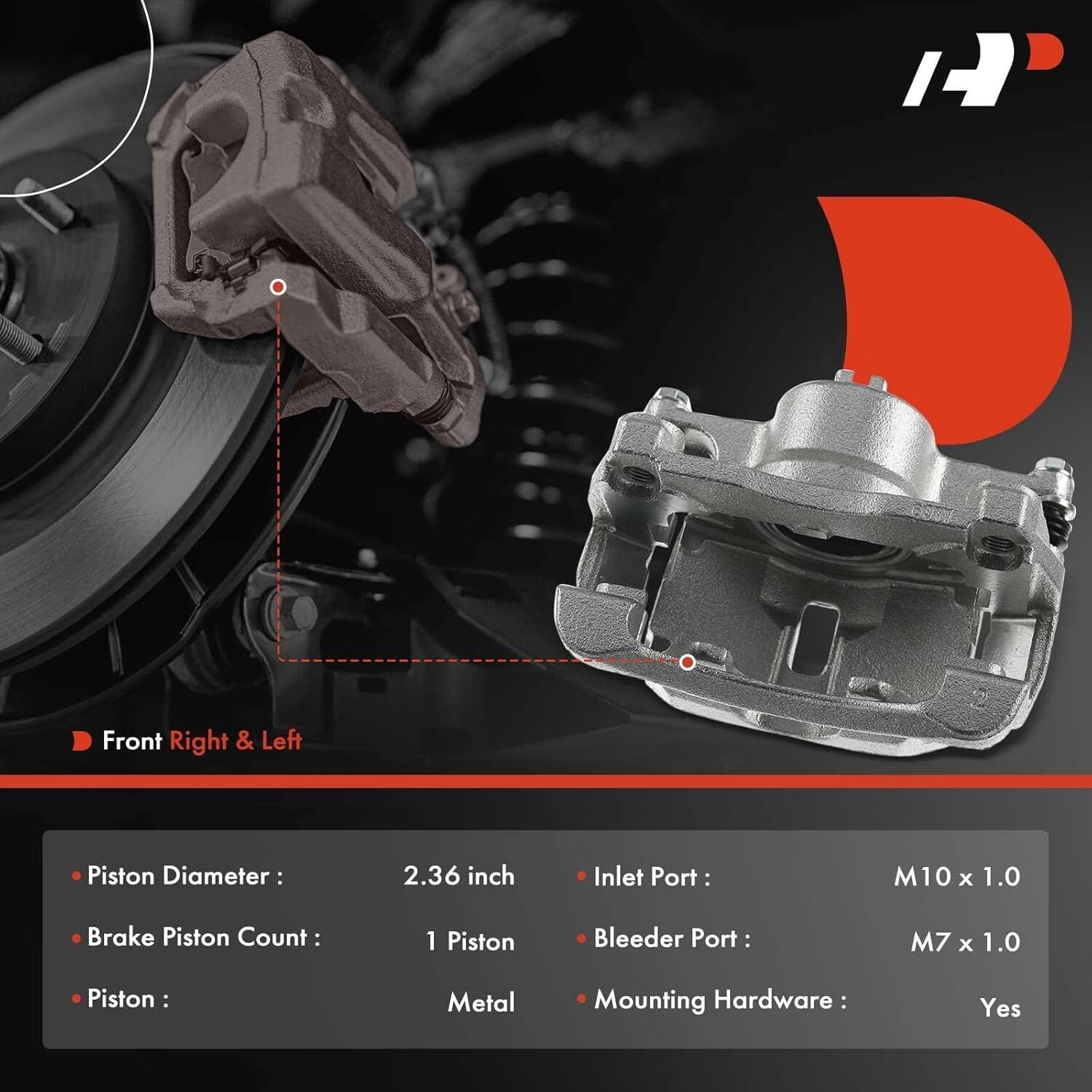 Front Passenger APM Disc Brake Caliper Assembly with Bracket Compatible
