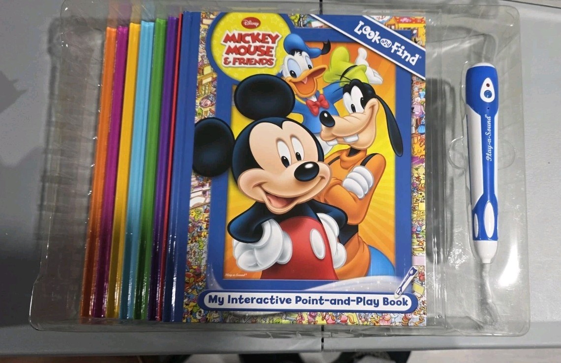 Disney My Interactive Point and Play 8 BOOK LIBRARY w/ pen that plays the books