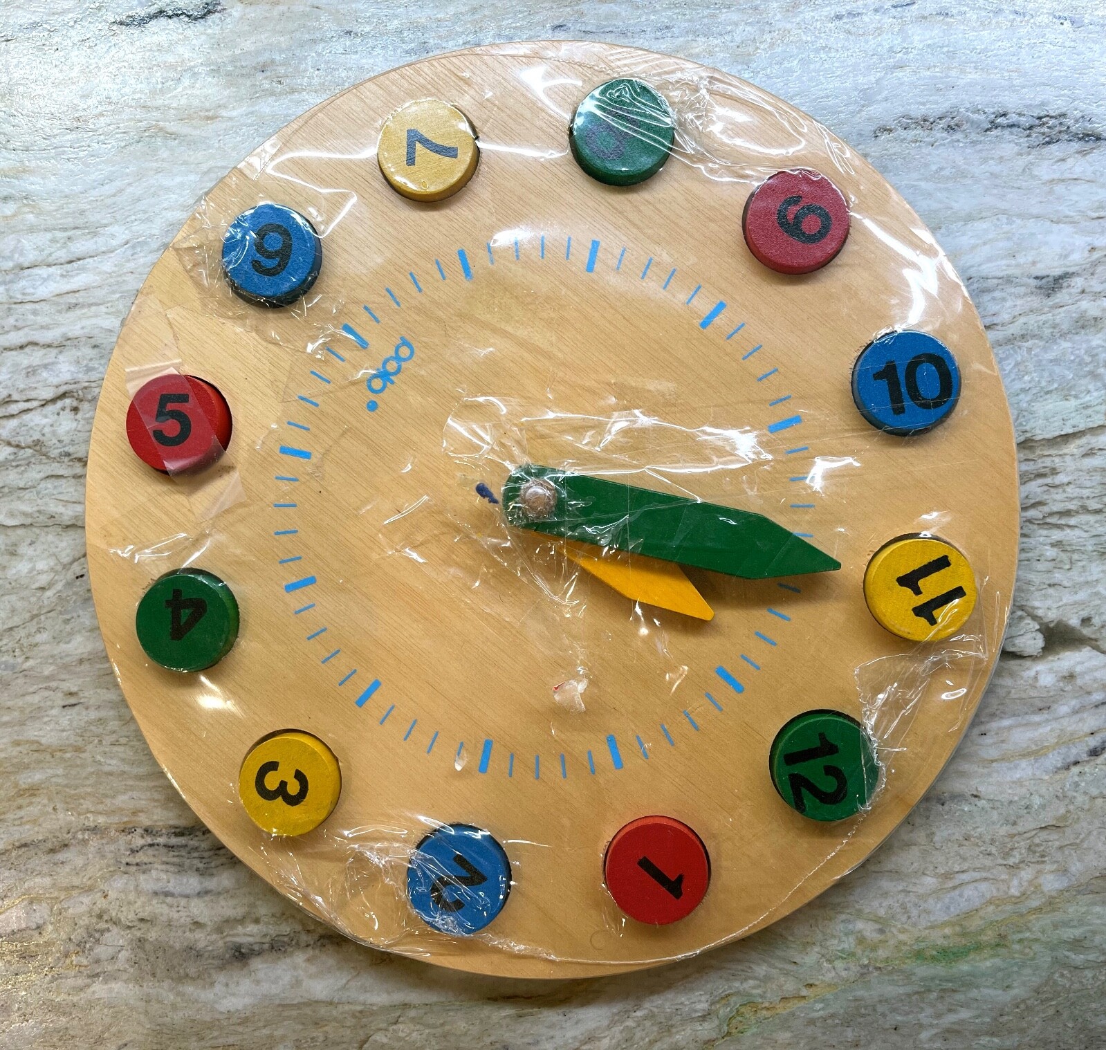 Learning Clock Wooden Puzzle Round 12 Pieces Puzzle Time Number Kids Toddler