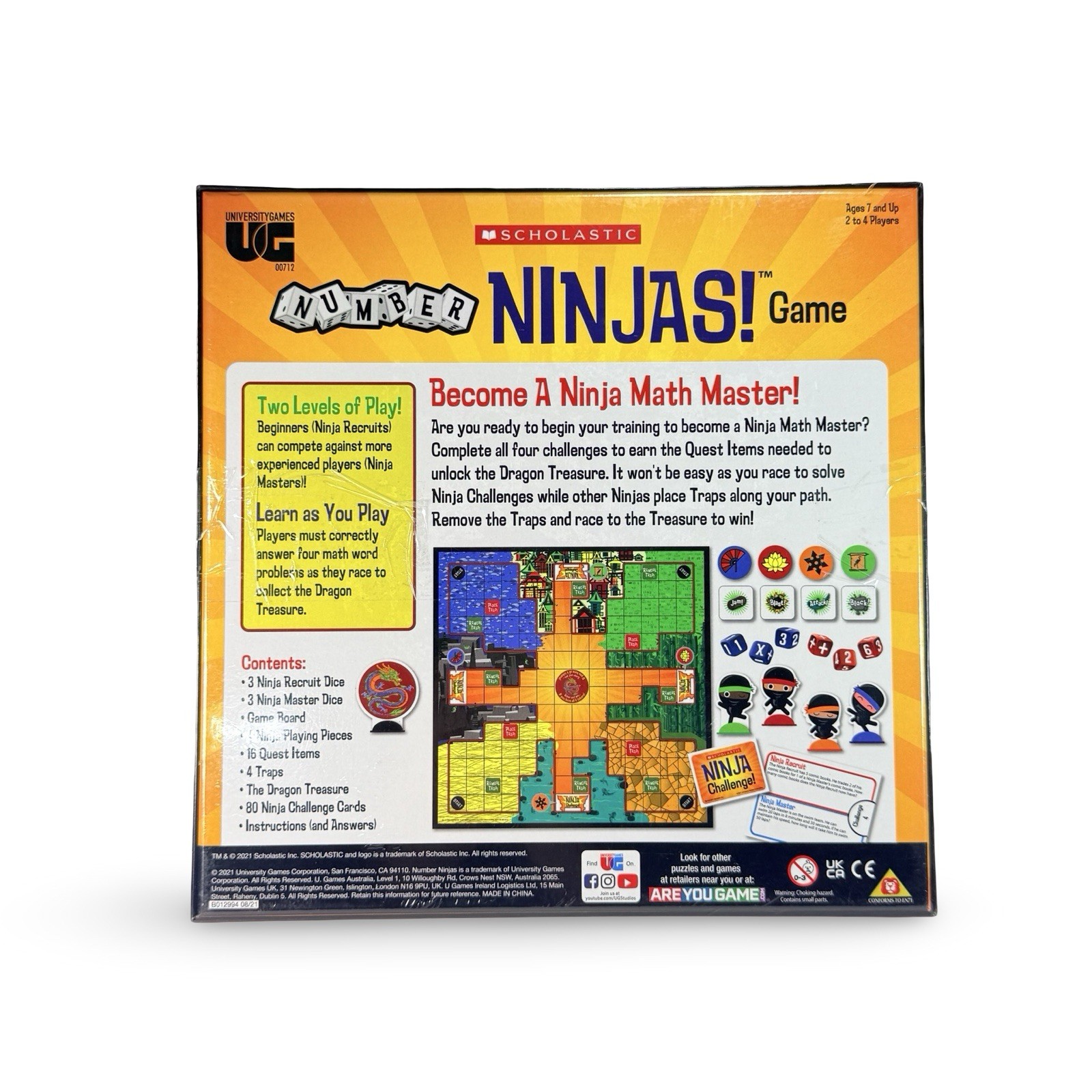 Scholastic Number Ninjas Math Board Game NEW Sealed Ages 7+ 2–4 Players