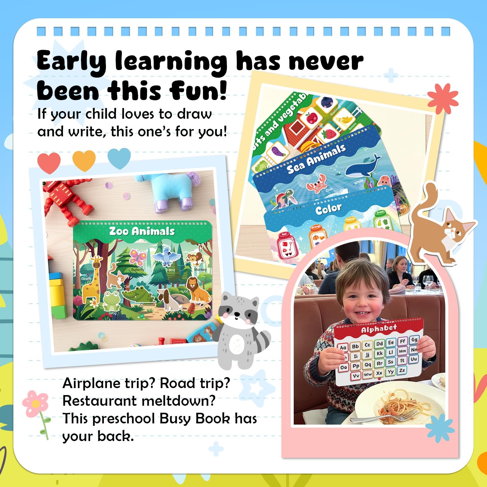 Montessori Busy Book for Toddlers 3-5, Activity Books for Kids, Toddler Busy Boo