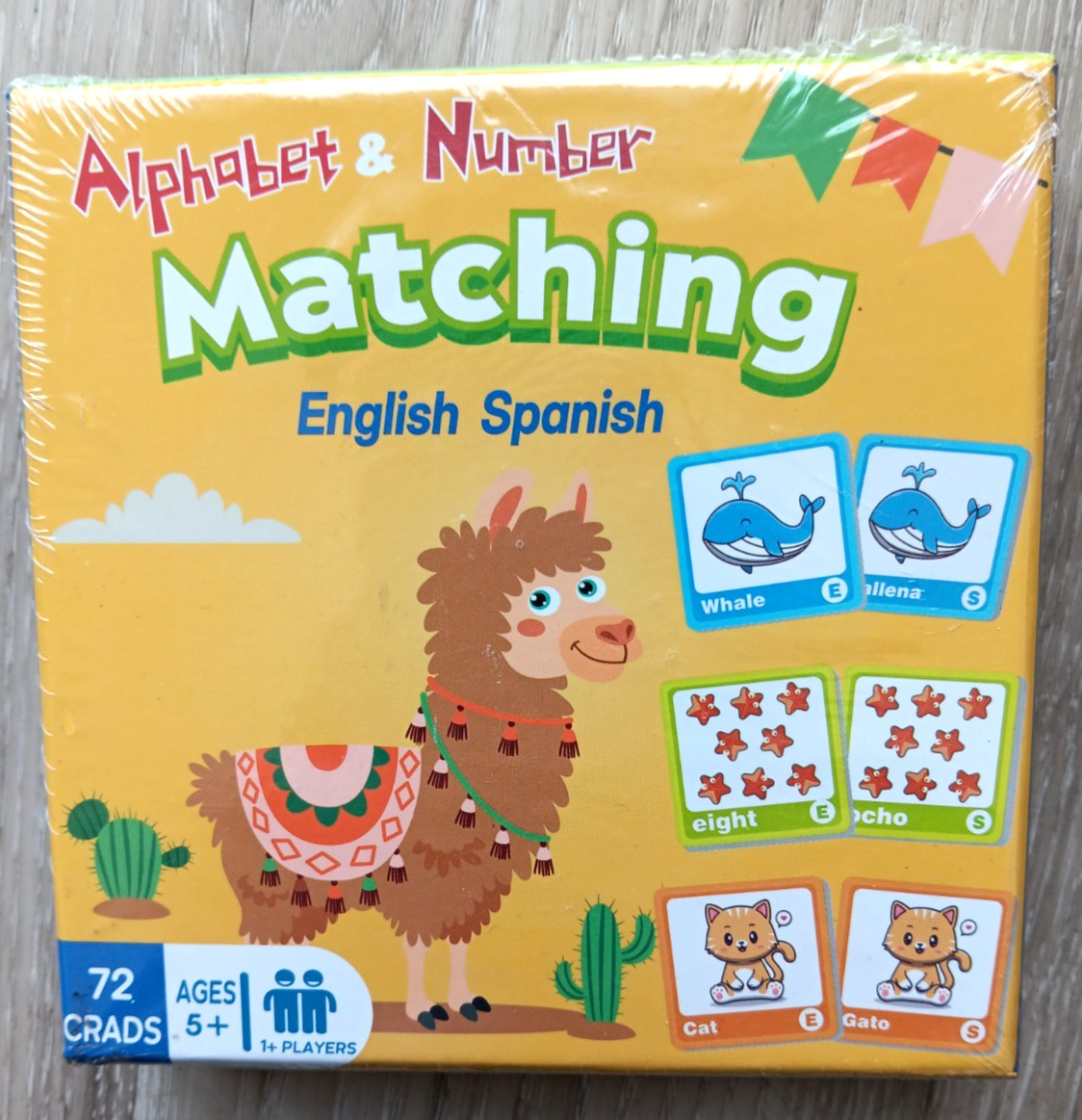 72 (36 Pairs) Spanish English Bilingual Alphabet Numbers Memory Matching Game…