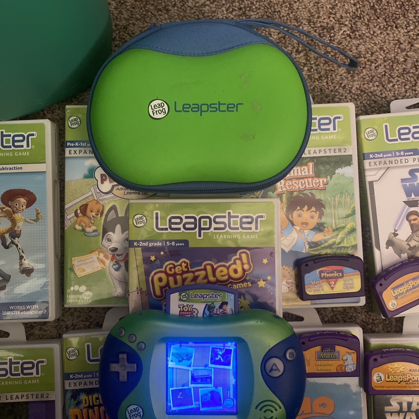 Leap Frog Leapster 2 Handheld Game, With 9 Games, Pre-Owned No Power Cord Works