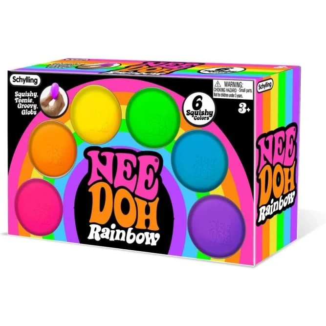 Schylling NeeDoh Rainboh Teenie 6 Pack Squishy Stress Ball Toy NEW Free Ship