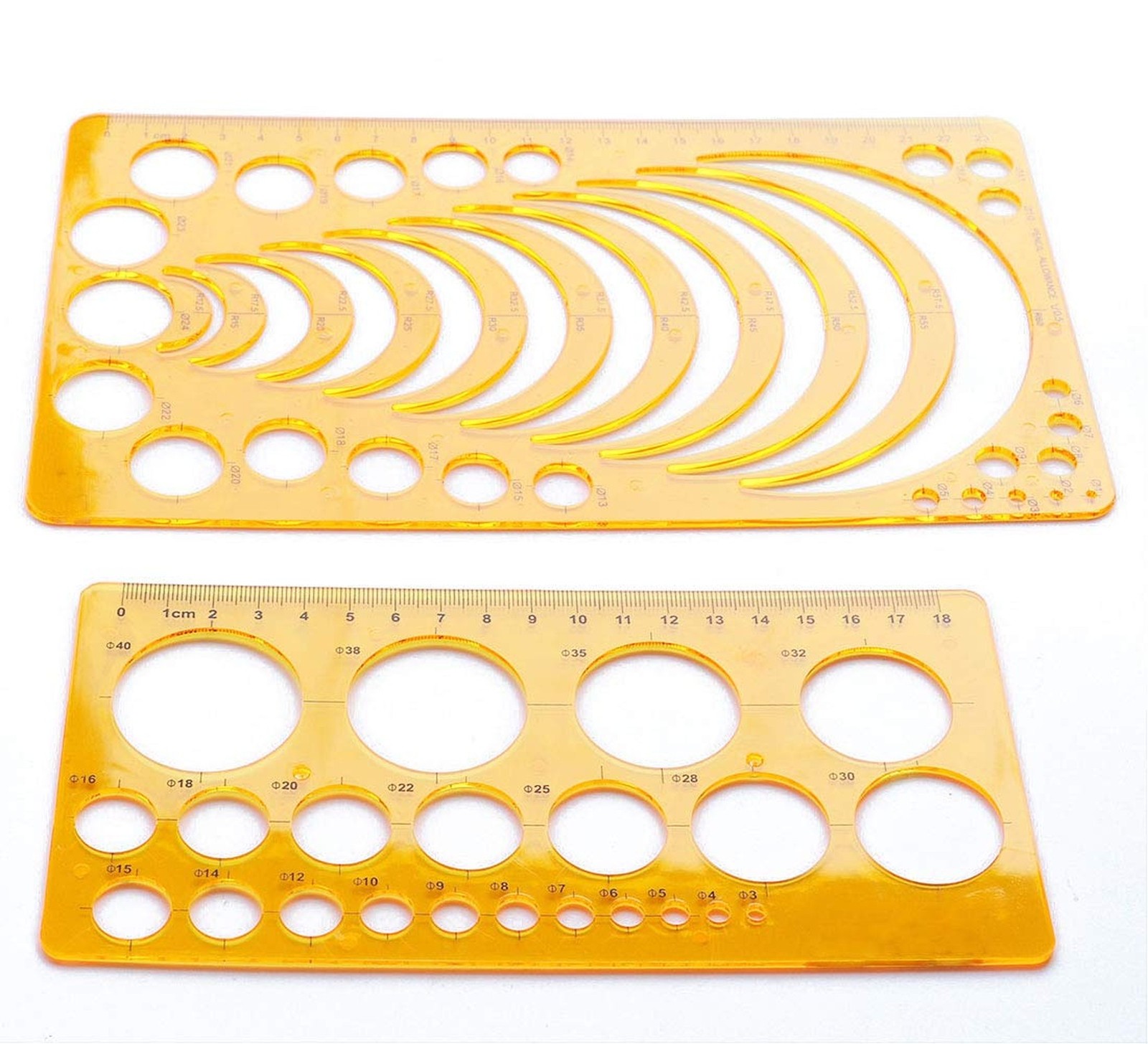 LGEGE 2 Pcs Clear Orange Plastic Geometric Math Tool Radius Arc Master Stenci…