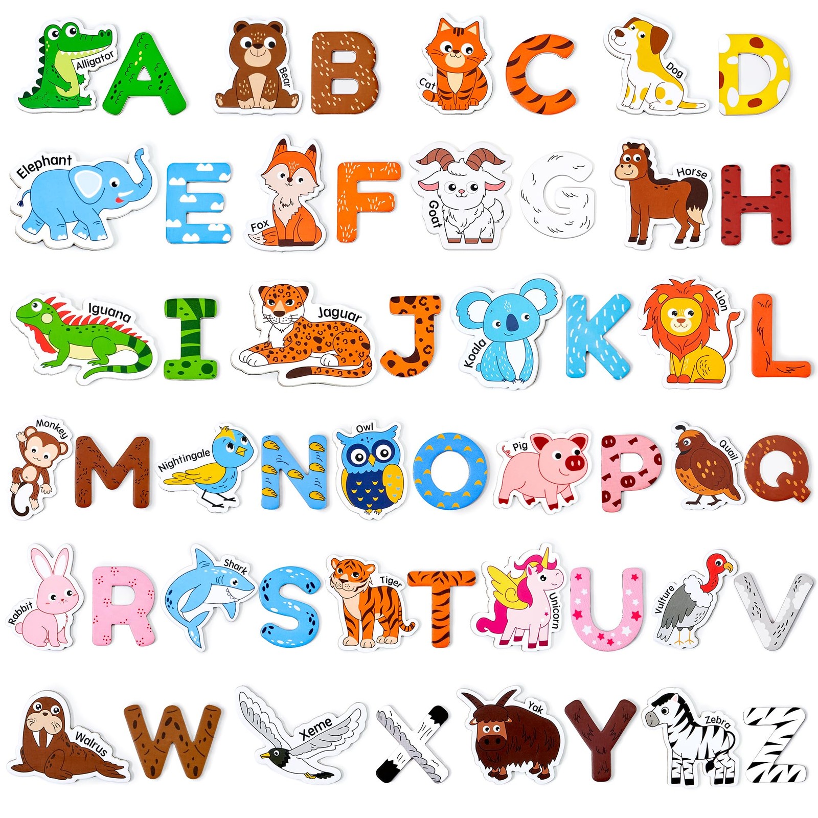 JoyCat Wooden Fridge Magnets for Toddlers – 2.36″ x 2.5″ x 0.14″, Multi Color