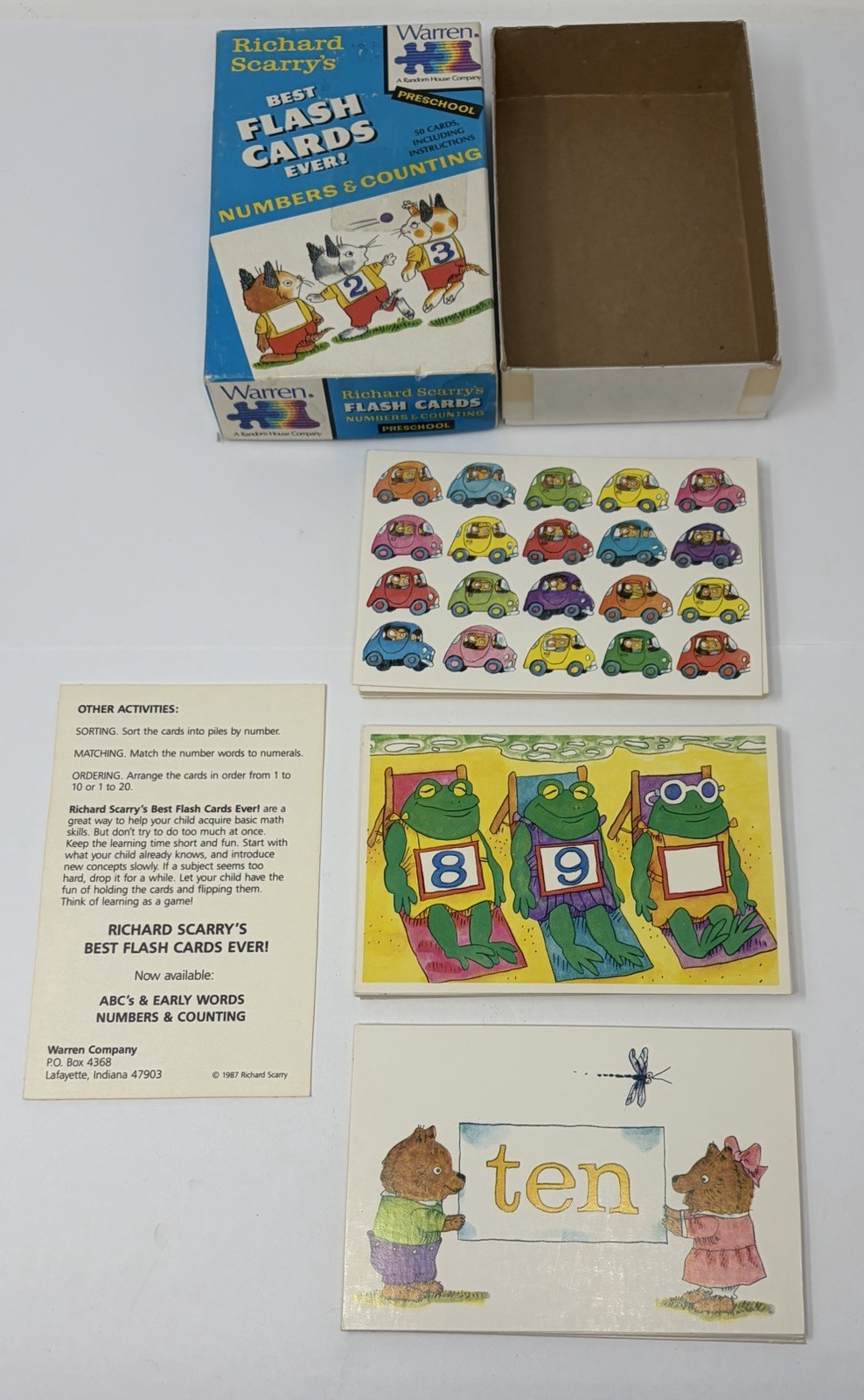 1987 Vintage Richard Scarry Flash Cards Numbers Counting Preschool Math Box Set