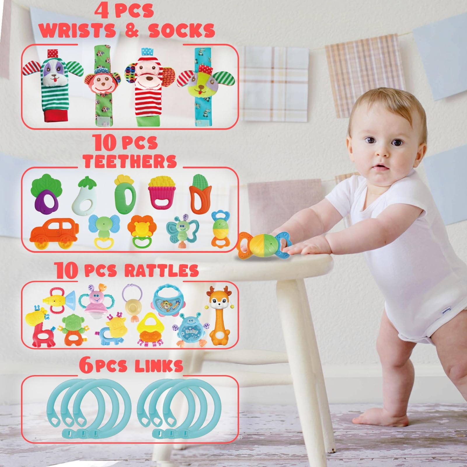 Cocurb 30 Pcs High Contrast Baby Toy Gift Set for Pack of 30, Multicolored