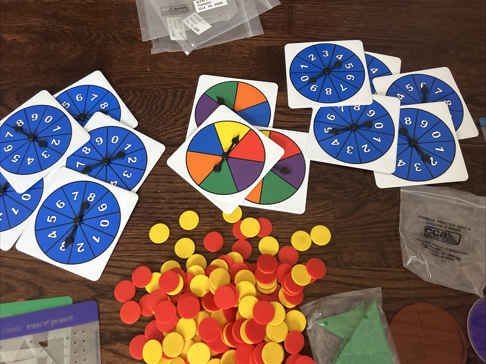 Lot ETA Overhead Projector Math Transparency Fraction Circles Anglegs Tiles