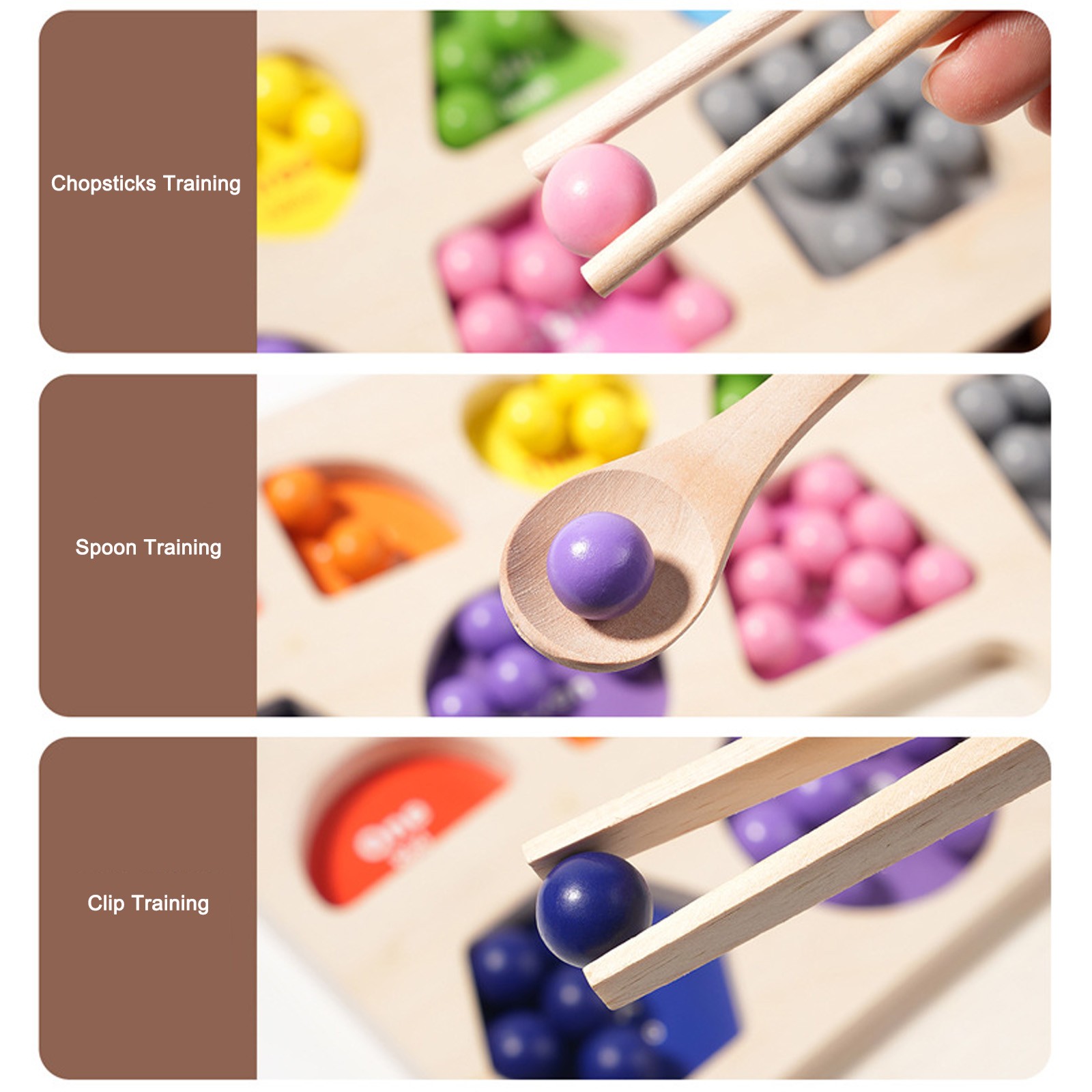 59PC Wooden Bead Counting Math Board Matching Color Sorting Game for Age 3+ Kids